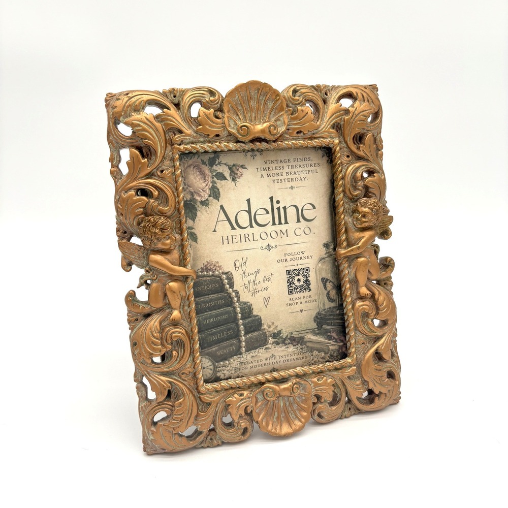 Ornate Gold Cherub Picture Frame Baroque Rococo Antique Style Victorian Decor